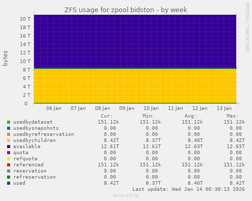 ZFS usage for zpool bidston