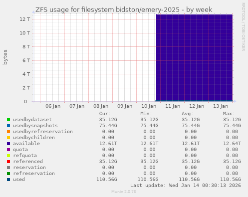 ZFS usage for filesystem bidston/emery-2025