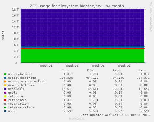 ZFS usage for filesystem bidston/srv